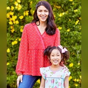 Matilda Jane Let’s Go Together Women's Must Be Love Red Swiss Dot Blouse Small